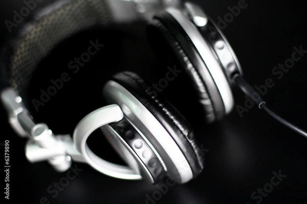 Obraz Earphones on black background