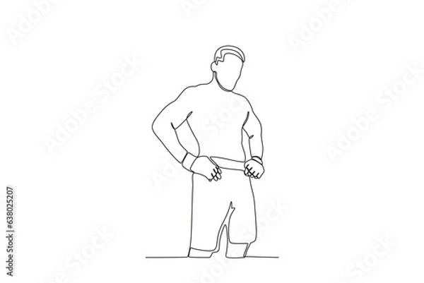 Fototapeta A man showing his abs. UFC one-line drawing