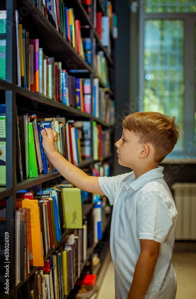 Fototapeta boy in library