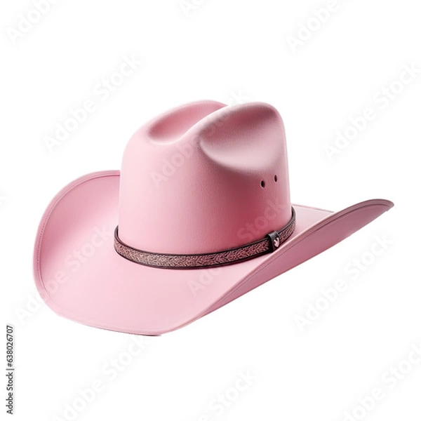 Obraz a pink felt Cowboy hat in a western-themed, illustration in a PNG, cutout, and isolated.
Generartive ai