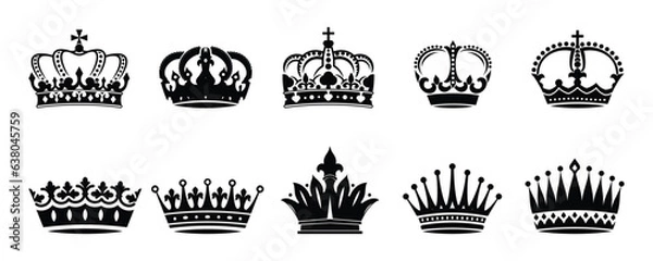 Obraz kings crown silhouette set