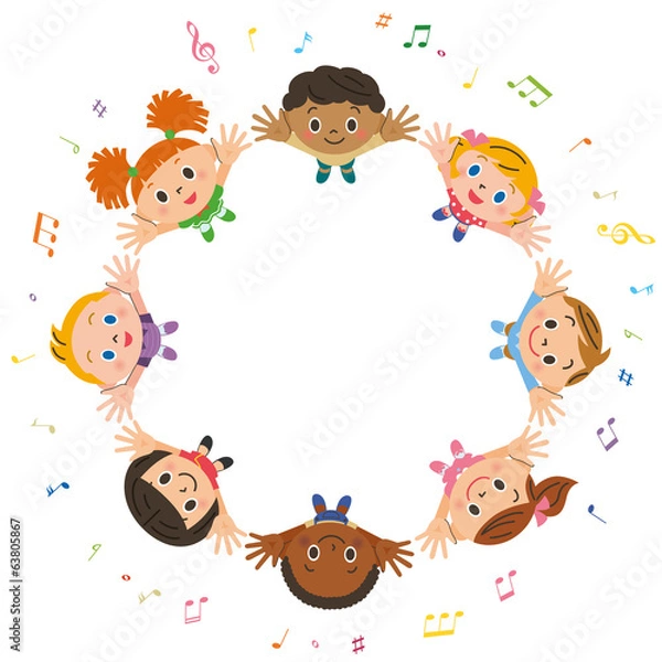 Obraz 音符と子供集合