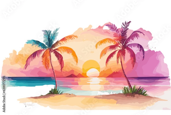 Obraz Sunset vintage retro style beach surf poster vector