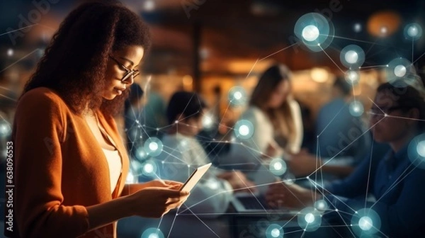 Fototapeta Digital Connections: Exploring the Network of People