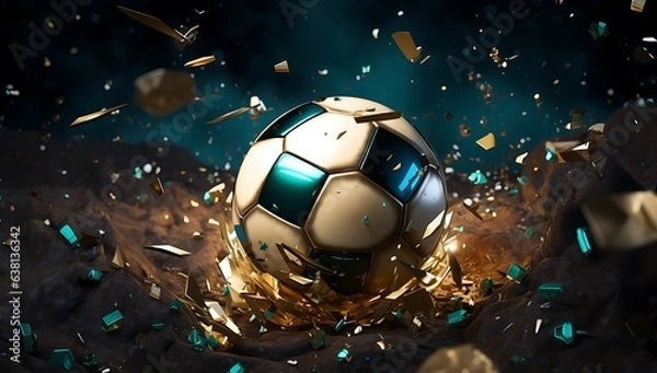Fototapeta Soccer Ball with Particles. 3D illustration. 3D CG. High resolution.