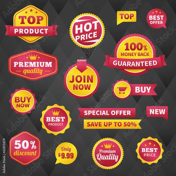 Obraz vector business badge labels set on dark background