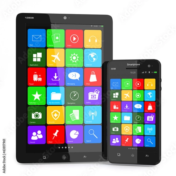 Fototapeta Multimedia smartphone and tablet pc. Concept.
