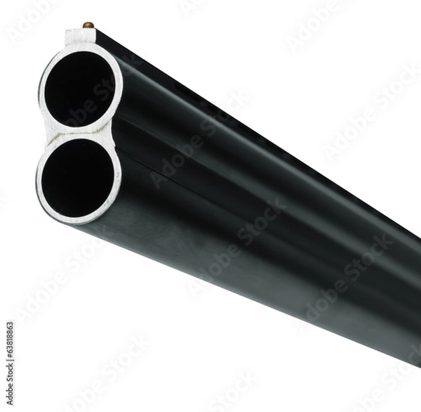 Fototapeta Barrels of double-barrelled shotgun isolated on white