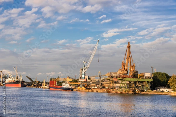 Obraz Cargo port in Poland. Swinoujscie at Baltic sea.