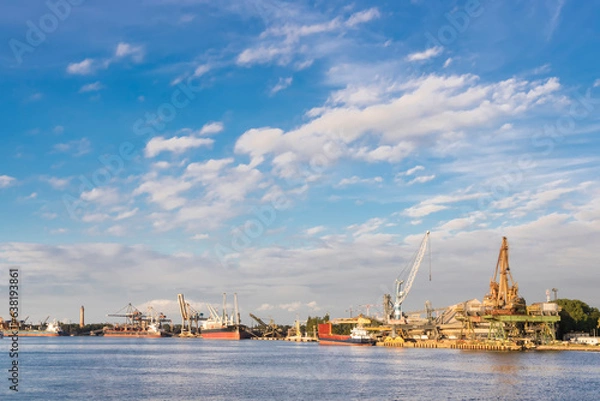 Fototapeta Cargo port in Poland. Swinoujscie at Baltic sea.