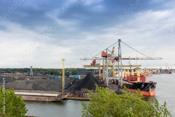 Fototapeta Cargo port in Poland. Coal handling.