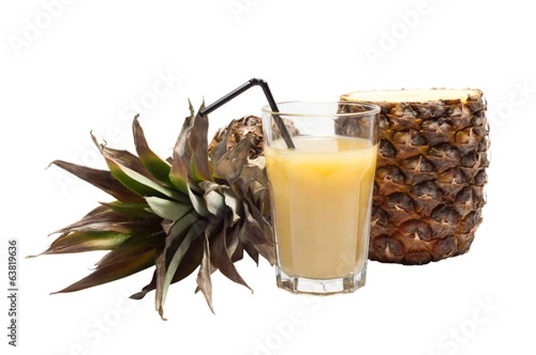 Obraz Half-cut pineapple isolated on white