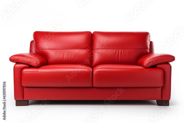 Obraz Modern red leather sofa furniture isolated on white background. 
