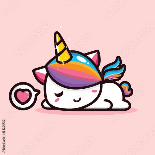 Fototapeta cute unicorn lazing love sleeping