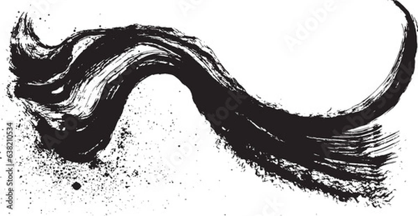 Obraz 波　波しぶき　手書きの毛筆イラスト