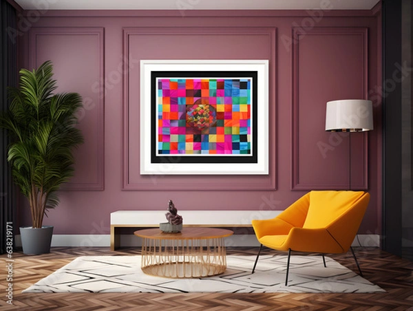 Fototapeta Art in the Center: Frame in Modern Interior, generative ai