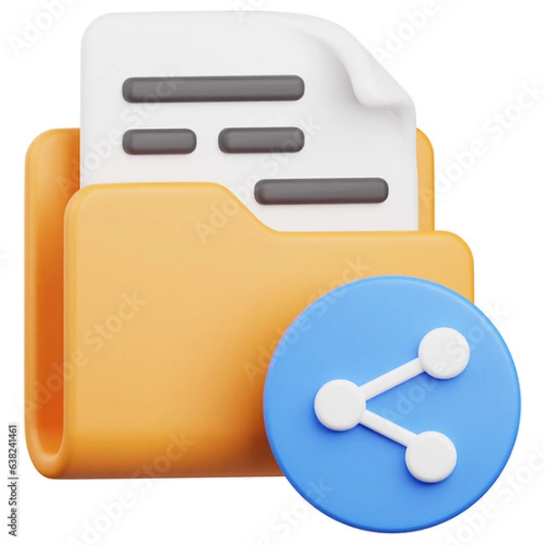 Fototapeta 3D Render Share Folder Icon, illustration isolated on white background, suitable for website, mobile app, print, presentation, infographic, and other projects.