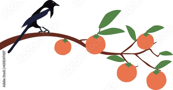 Obraz 감나무 위의 까치