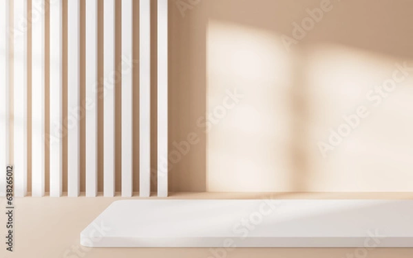 Fototapeta Empty room with geometry shapes, 3d rendering.