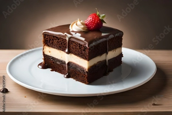 Fototapeta chocolate cake with strawberry generated by AI