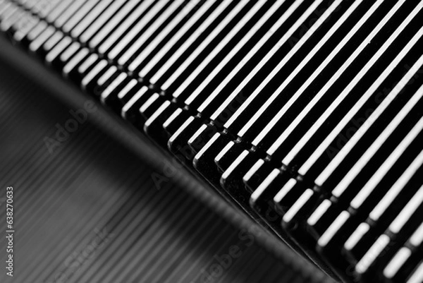 Fototapeta close up in black and white ,of step from elevator ,in a mall of New york