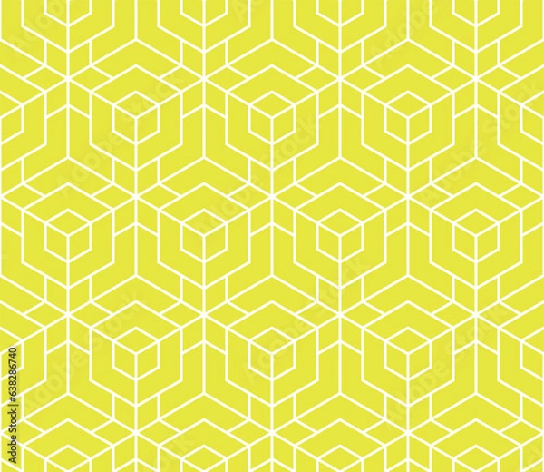 Fototapeta The geometric pattern with lines. Seamless vector background. White and yellow texture. Graphic modern pattern. Simple lattice graphic design