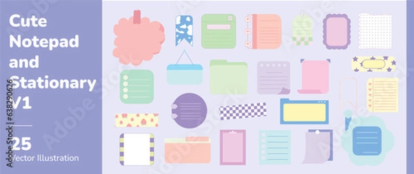 Obraz Cute Notes Notepad Paper and Stationary Element 1