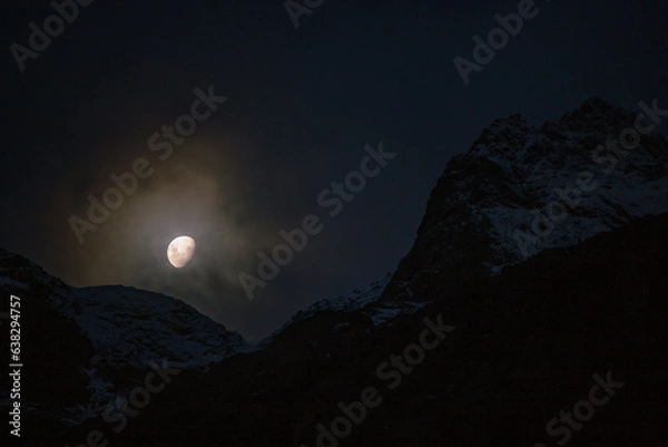 Obraz moon over the mountains