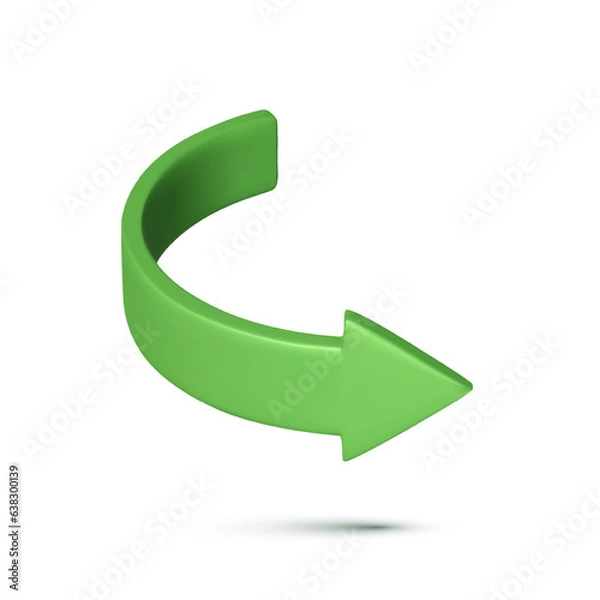 Fototapeta Green Arrow Icon. Right curved arrow. 3D design element for web and infographics. Vector