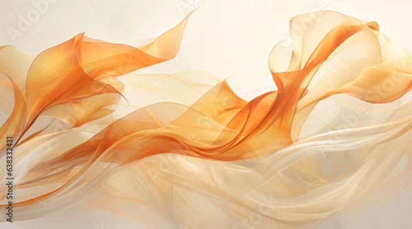 Obraz 秋の葉とシルクドレープの融合テクスチャ。オレンジと白のおとなっぽい風にゆれてしなやかな背景。生成AI