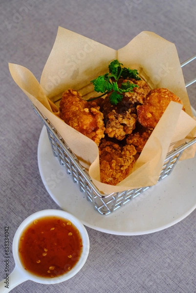 Obraz chicken fry stick and sauce set