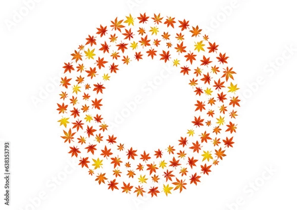 Fototapeta 秋の葉,紅葉のリース_丸,リング,O