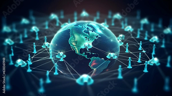 Fototapeta Global business structure of networking. Generative AI