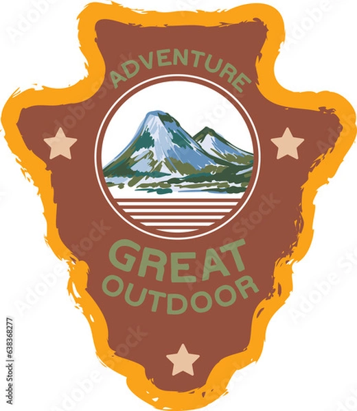 Fototapeta Illustrations of tourism and camping Patching Badge element