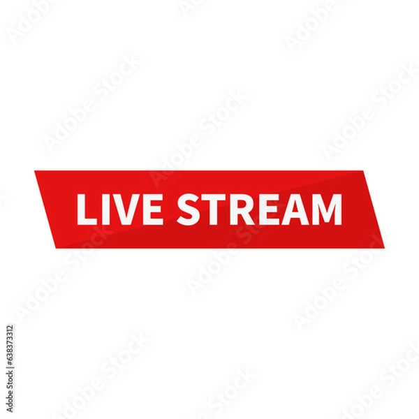 Obraz Live Stream In Red Color Rectangle Parallelogram Shape For Video
