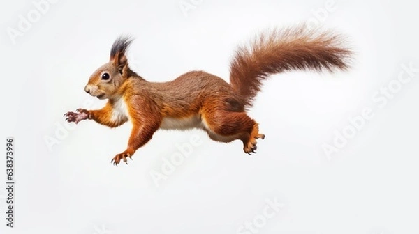 Fototapeta Red squirrel photo realistic illustration - Generative AI.