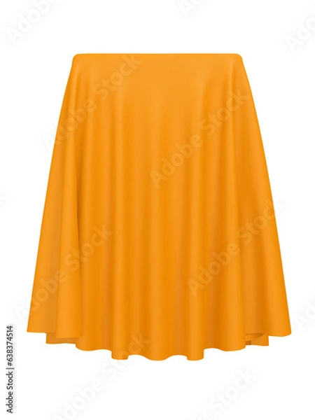 Obraz Orange fabric covering a cube or rectangular shape. Can be used as a stand for product display, draped table. Png clipart isolated cut out on transparent background