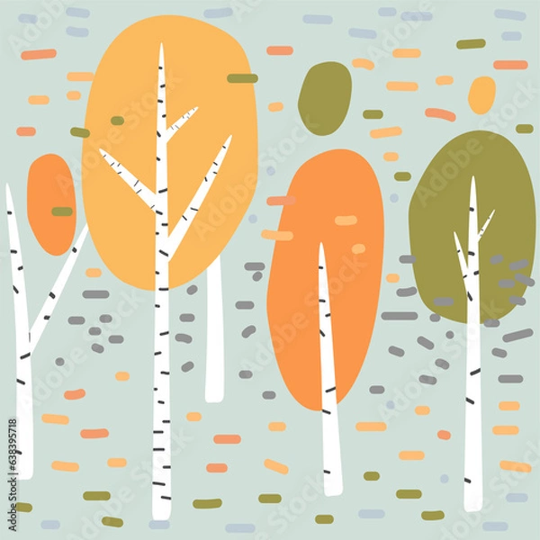 Fototapeta Vector seamless pattern, birches in the forest. Vector illustration
