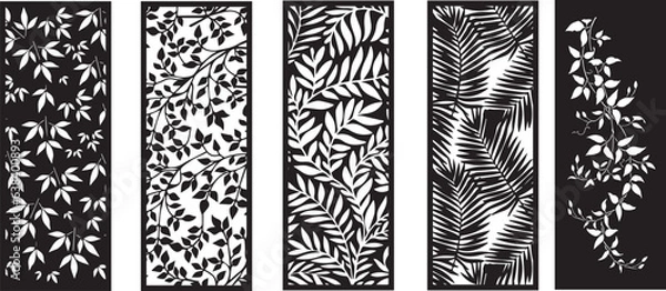 Fototapeta Decorative card for cutting.Leaves foliage pattern