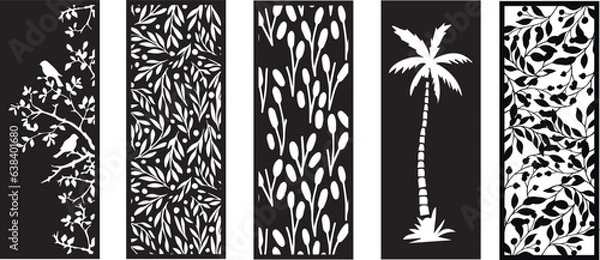 Fototapeta Decorative card for cutting.Leaves foliage pattern