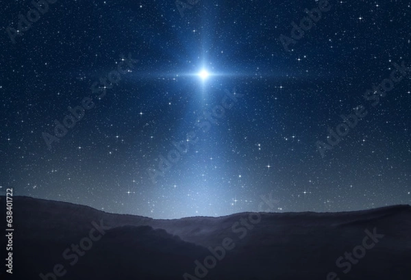 Obraz Star of Bethlehem, or Christmas Star. Bright star in the starry night sky