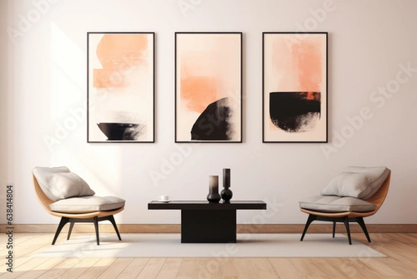 Fototapeta Stylish composition of living room interior in minimalist style. 