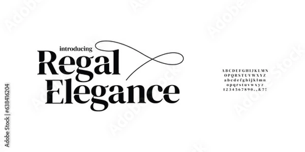 Obraz Elegant Font Uppercase Lowercase and Number. Classic Lettering Minimal Fashion Designs. Typography modern serif fonts regular decorative vintage concept. vector illustration