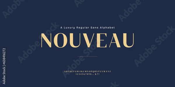 Obraz Elegant Font Uppercase and Number. Classic Lettering Minimal Fashion Designs. Typography modern serif fonts regular decorative vintage concept. vector illustration