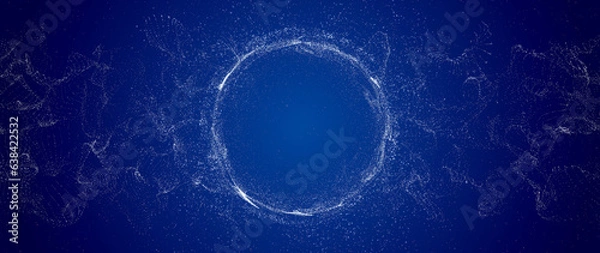 Fototapeta Digital data wave dot circle connect digital clouds rotating social future technology abstract background. Business scientific growth network.