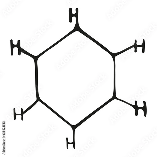 Obraz Chemical element hand drawing vector doodle illustration molecular structure, connections, molecule