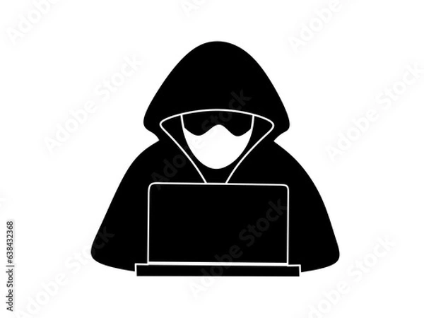 Fototapeta hacker icon with laptop on white background