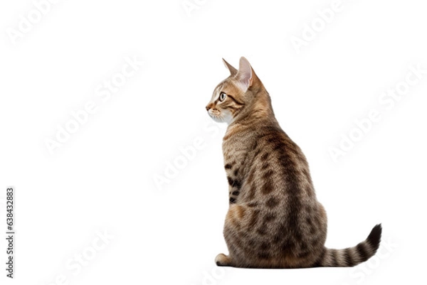Obraz cat sitting, view from back, isolated/ transparent on white background