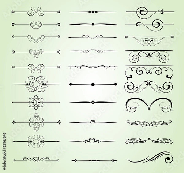 Fototapeta Set of decorative calligraphic elements for editable and design