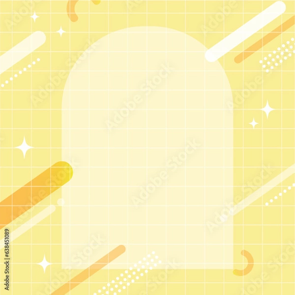 Fototapeta 【黄色・オレンジ系】幾何学模様背景・メンフィスのフレームパターン素材